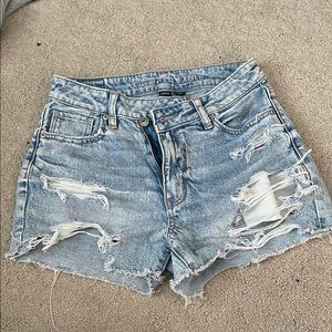 American Eagle Outfitters Women's Distressed Denim Shorts - Light Blue